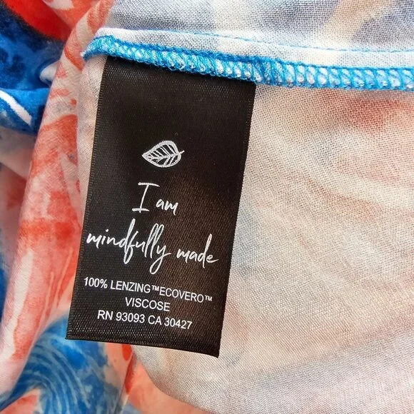 Nic+Zoe Watercolor Blooms Dress, Sleeveless Tropical Print Size Large Blue/Coral - Picture 4 of 10